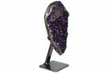 Amethyst Geode Section With Metal Stand - Uruguay #122027-1